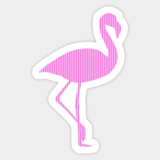 Pink Flamingo Silhouette with Pink Stripes Pattern Sticker